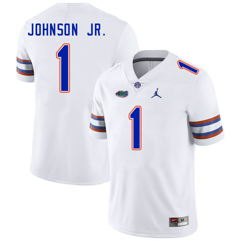 Men #1 Montrell Johnson Jr. Florida Gators College Football Jerseys Stitched-White